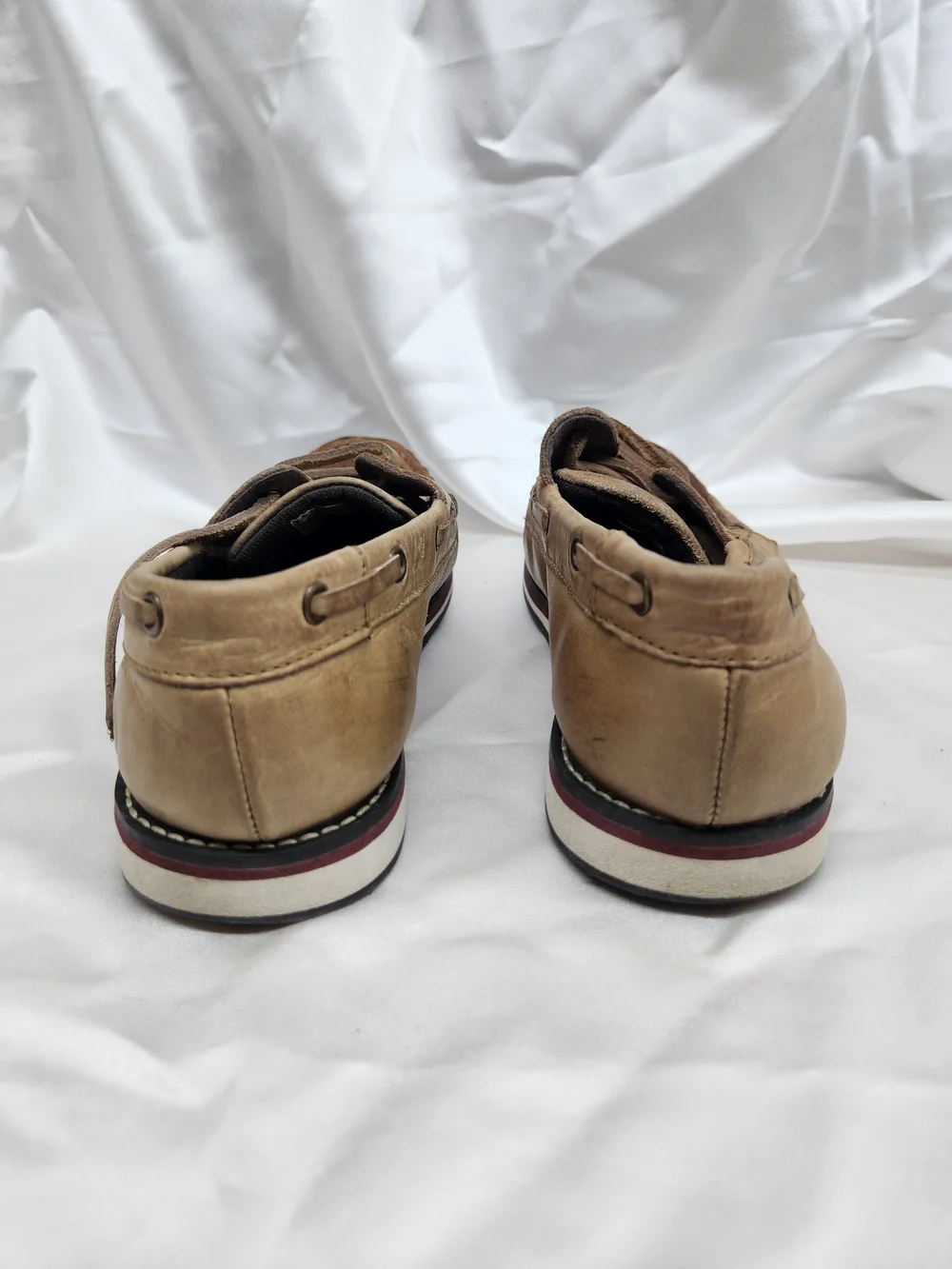 Roper Two-Tone Floral Embossed Leather Boat Shoes - Tan/Brown